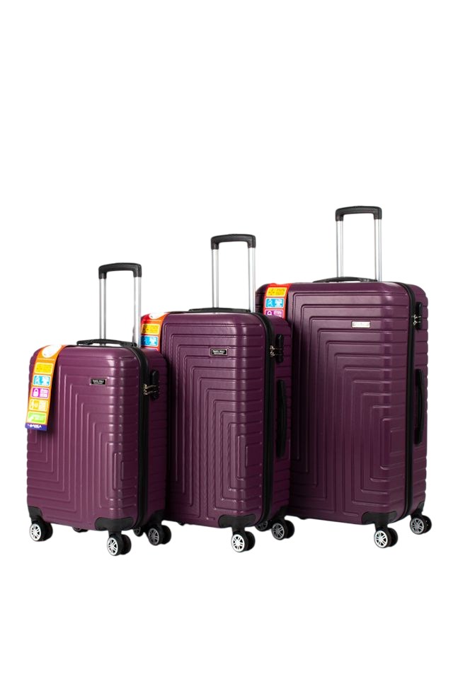 Abs Plastik Valiz Mor 3'Lü