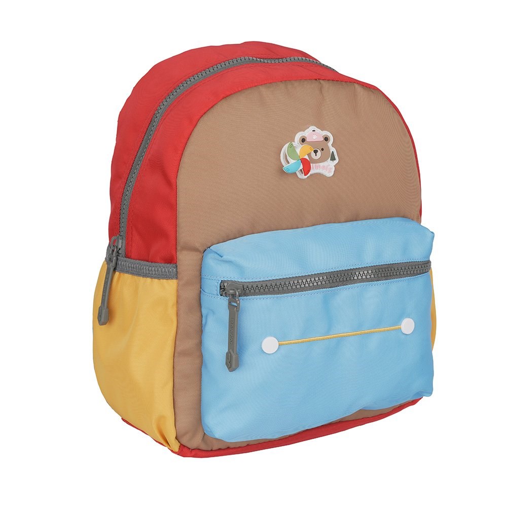 Şık Anaokulu Çantası Kırmızı Cep Turkuaz