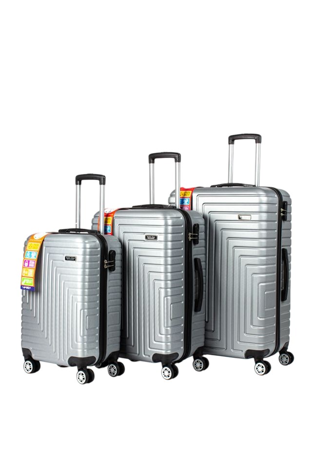 Abs Plastik Valiz Gri 3'Lü
