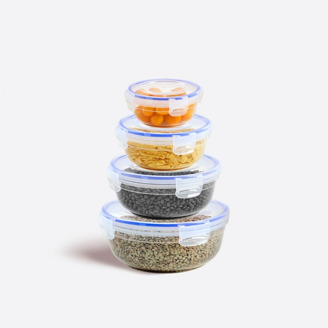 4'Lü Contalı Yuvarlak Saklama Set(400,800,1350,2250 Ml)