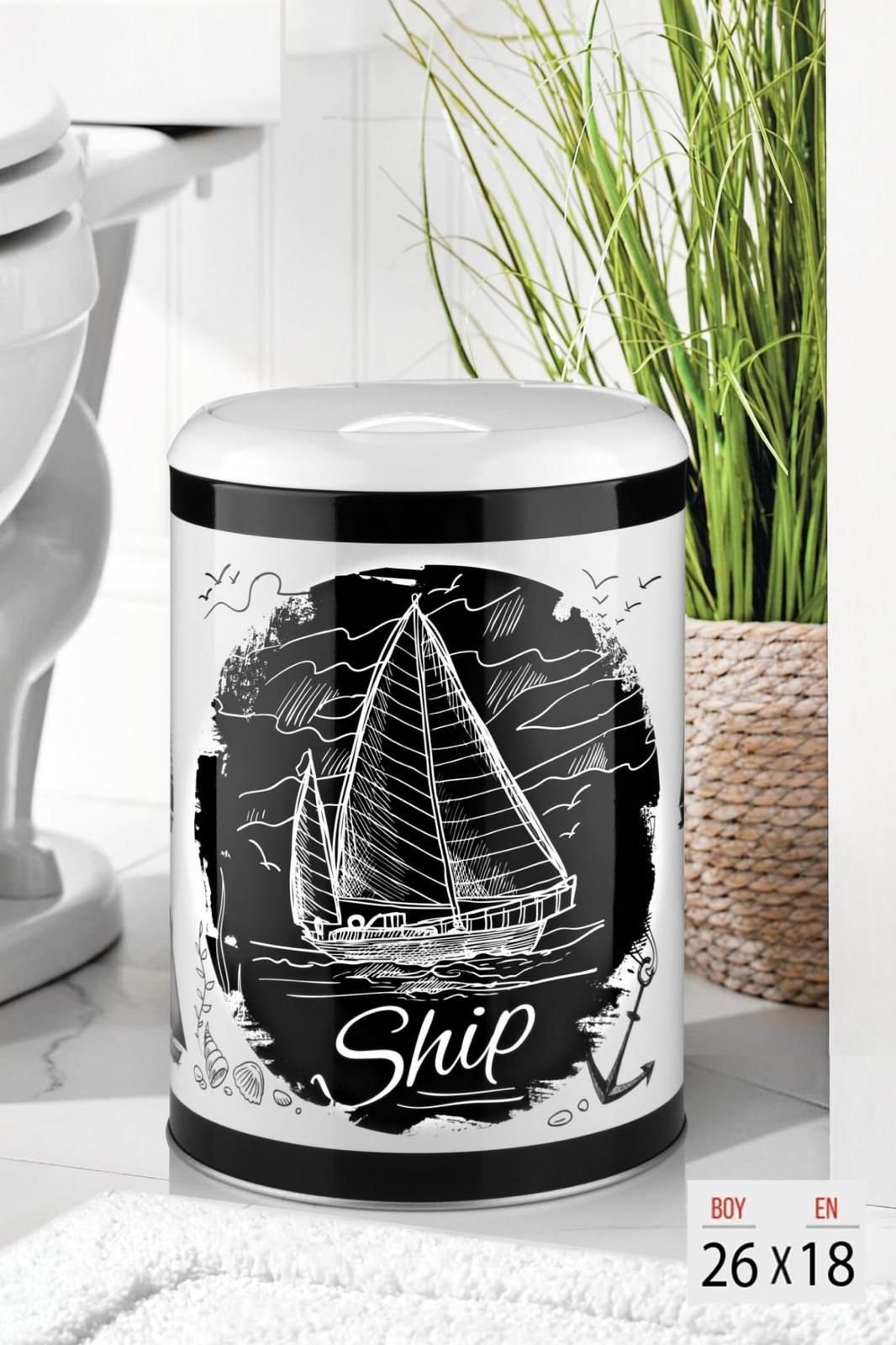 Desenli   6 Lt Çöp Kovası Manuel Kapak