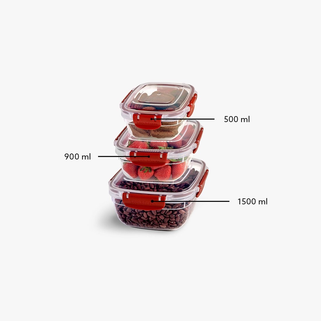 3'Lü Master Kare Set(500,900,1500 Ml)