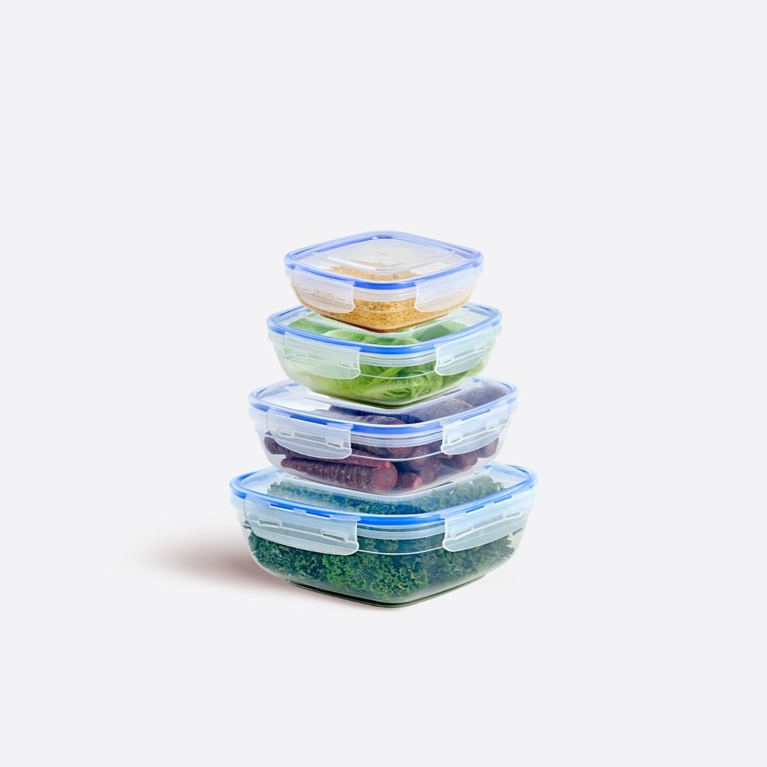 4'Lü Contalı Kare Set(600,1025,1700,2700 Ml)