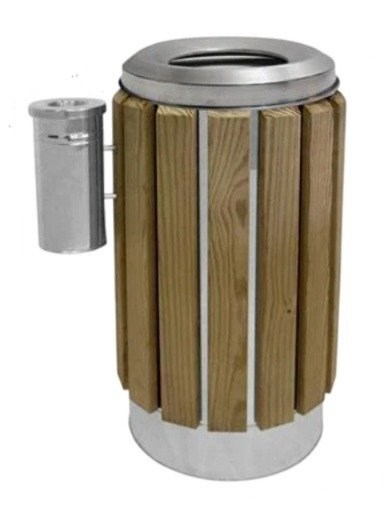 Ahşap Çöp Kovası Silindir