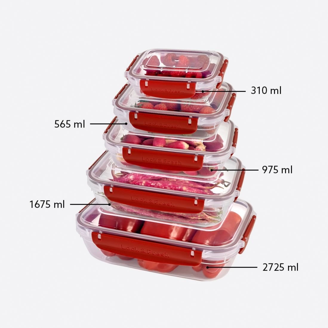 5'Li Masterdikdörtgen Set(310,565,975,1675,2725 Ml)