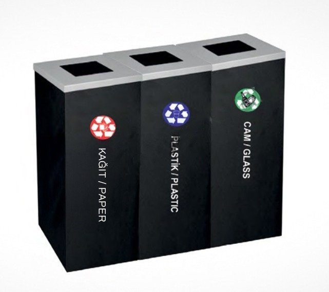 3’Lü Geri Dönüşüm Çöp Kovası 30X60X90 Cm (Dkp Klt.)