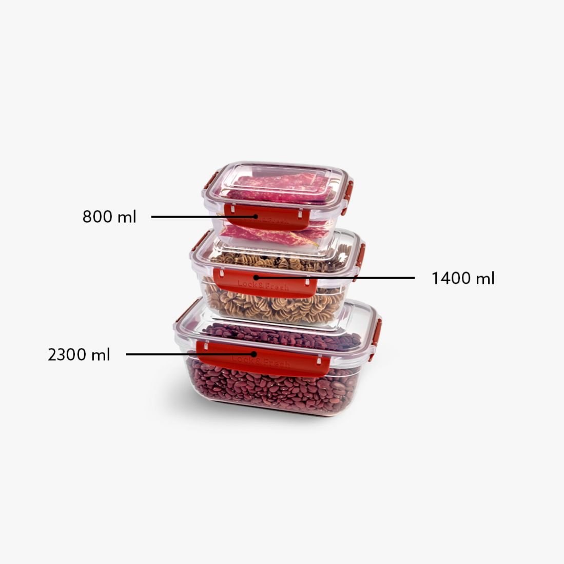 3'Lü Master Dikdörtgen Set(800,1400,2300 Ml)