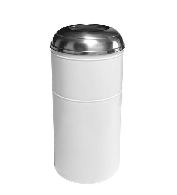 Battal Boy Bombe Kapak Çöp Kovası Beyaz (Galvaniz)