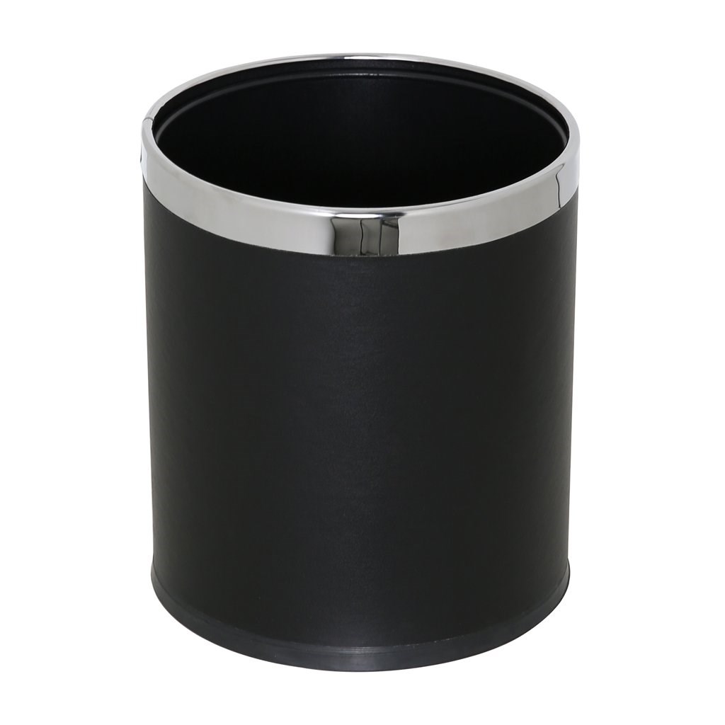 Deri Kaplama Ofis Tipi Çöp Kovası Siyah