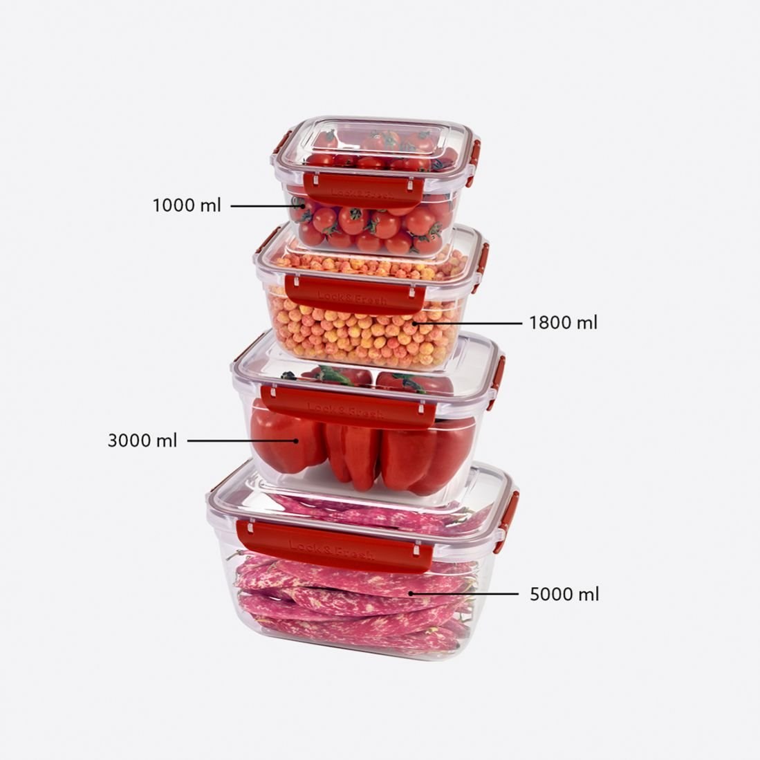 4'Lü Master Dikdörtgen Set(1000,1800,3000,5000 Ml)