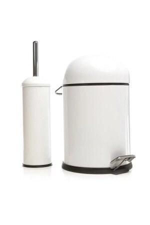 2’Li Bon Kapak Banyo Seti Beyaz (5 Lt Bon Kapak Çöp Kovası+Bon Kapak Wc Fırçalık)