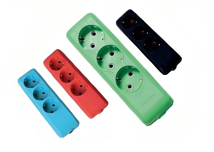 3 Lü Topraklı Grup Priz Klemensli  ( Renkli )