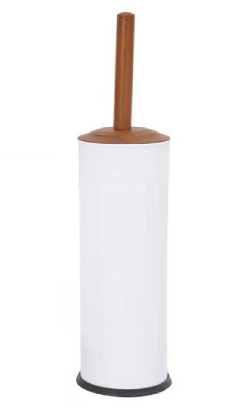 Ahşap Desen Wc Fırçalık Beyaz