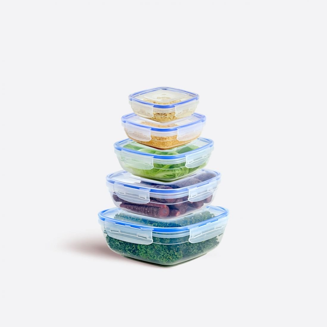 5'Li Contalı Kare Set(350,600,1025,1700,2700 Ml)