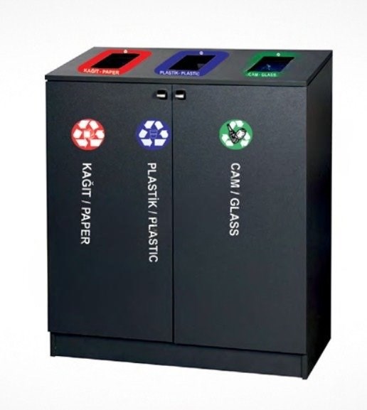 3’Lü Geri Dönüşüm Dolabı Galvaniz İç Kovalı (Dkp Klt.)