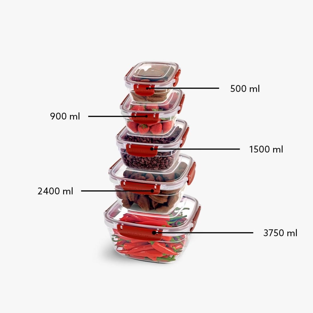 5'Li Master Kare Set(500,900,1500,2400,3750 Ml)