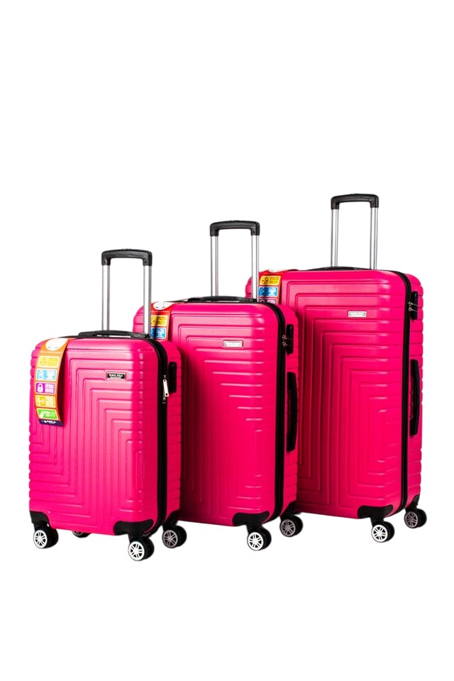 Abs Plastik Valiz Fuşya 3'Lü