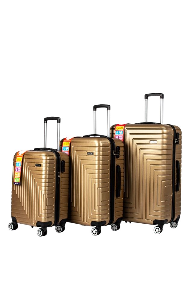 Abs Plastik Valiz Gold 3'Lü