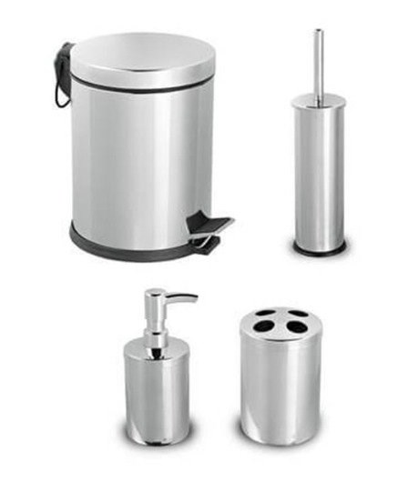 4'Lü Banyo Seti (5 Lt Pedallı Çöp Kovası-Mikro 1 Wc Fırçalık-Sıvı Sabunluk-Diş Fıçalık)