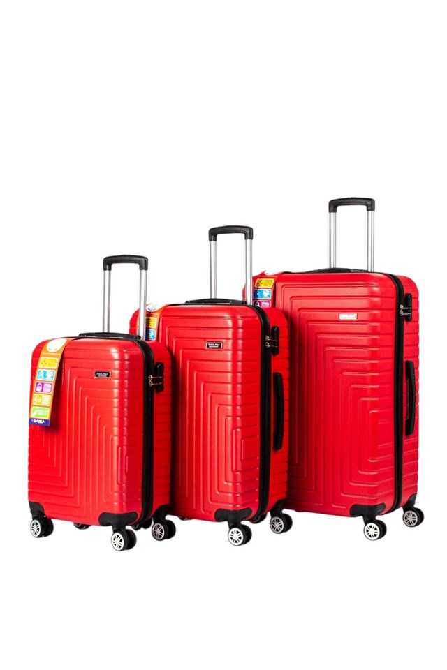 Abs Plastik Valiz Kırmızı 3'Lü