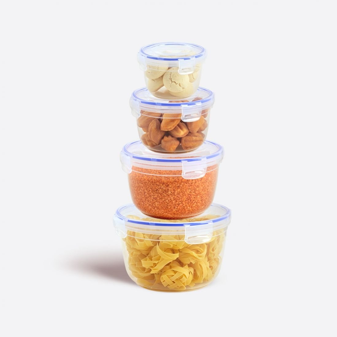 4'Lü Contalı Yuvarlak Saklama Set(625,1200,2100,3400 Ml)