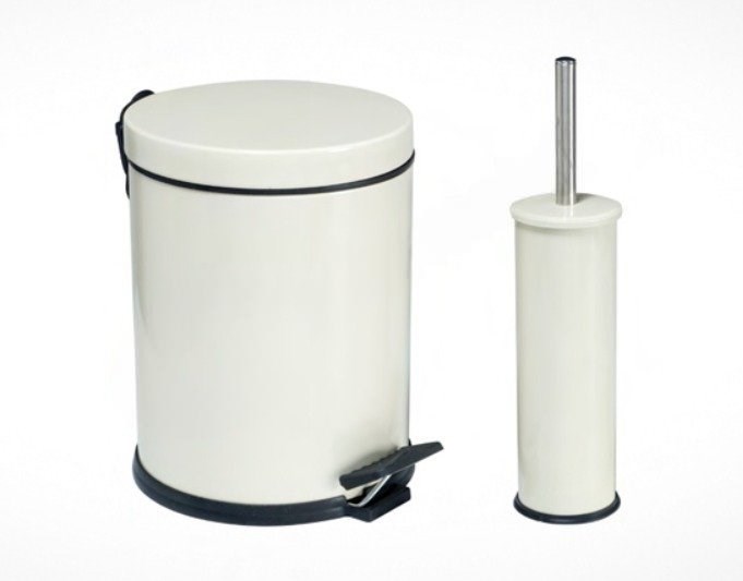 2'Li Banyo Seti Krem (Mikro 3 Pedallı Çöp Kovası+Mikro 1 Fırçalık)