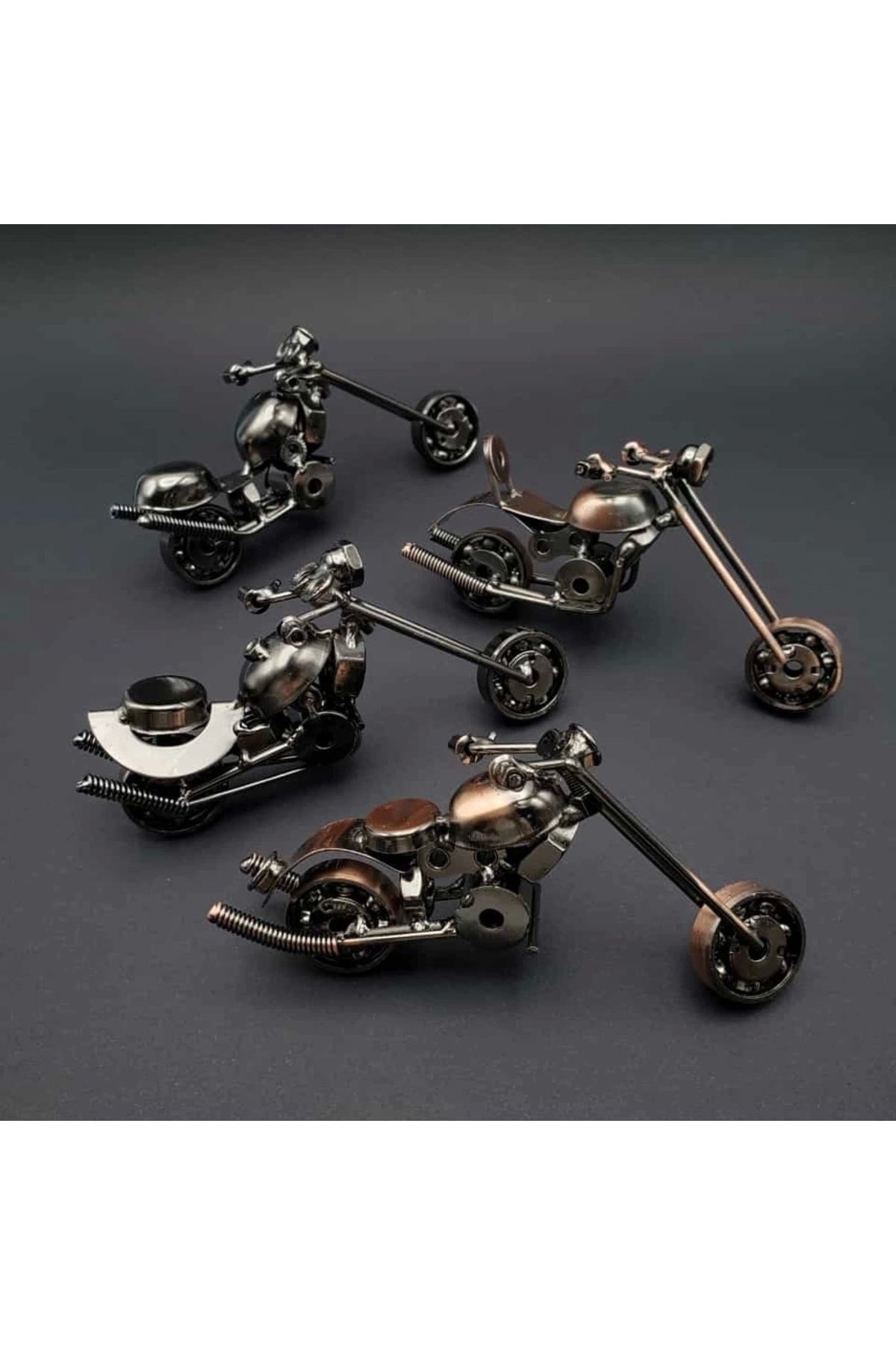 El Yapımı Dekoratif Metal Motosiklet Figür