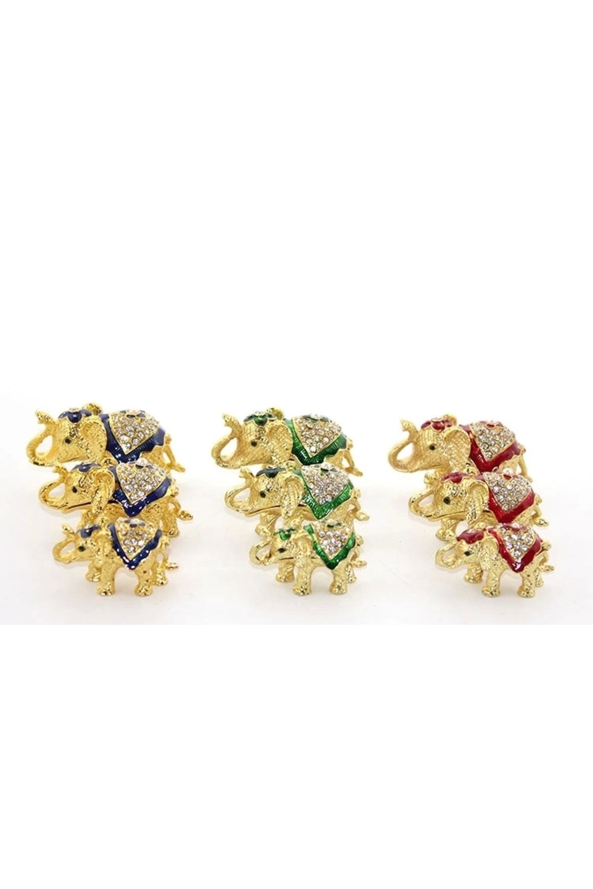 Swarovski Taşlı 3’lü Dekoratif Fil Seti 9x8x6 cm