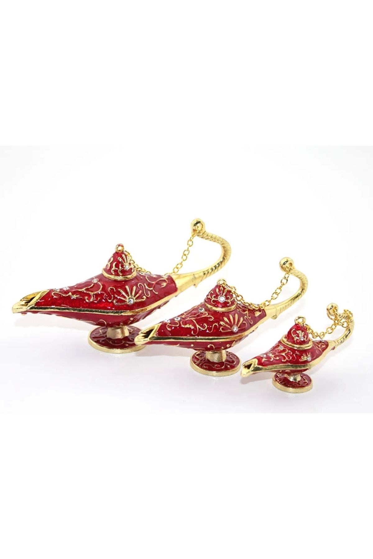 Taş Detaylı 3’lü Dekoratif Alaaddin Lambası Seti – Şık Tasarım