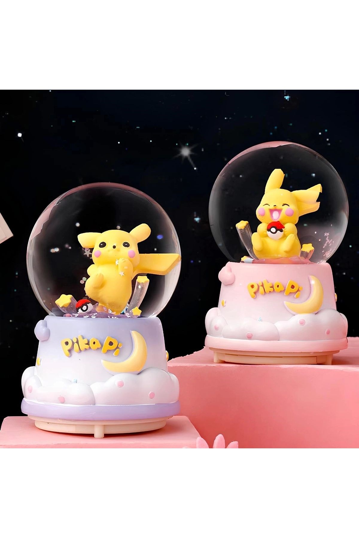 Pokemon İçi Dönmeli Üflemi Işıklı Müzikli Kar Küresi Büyük Boy Alk3116