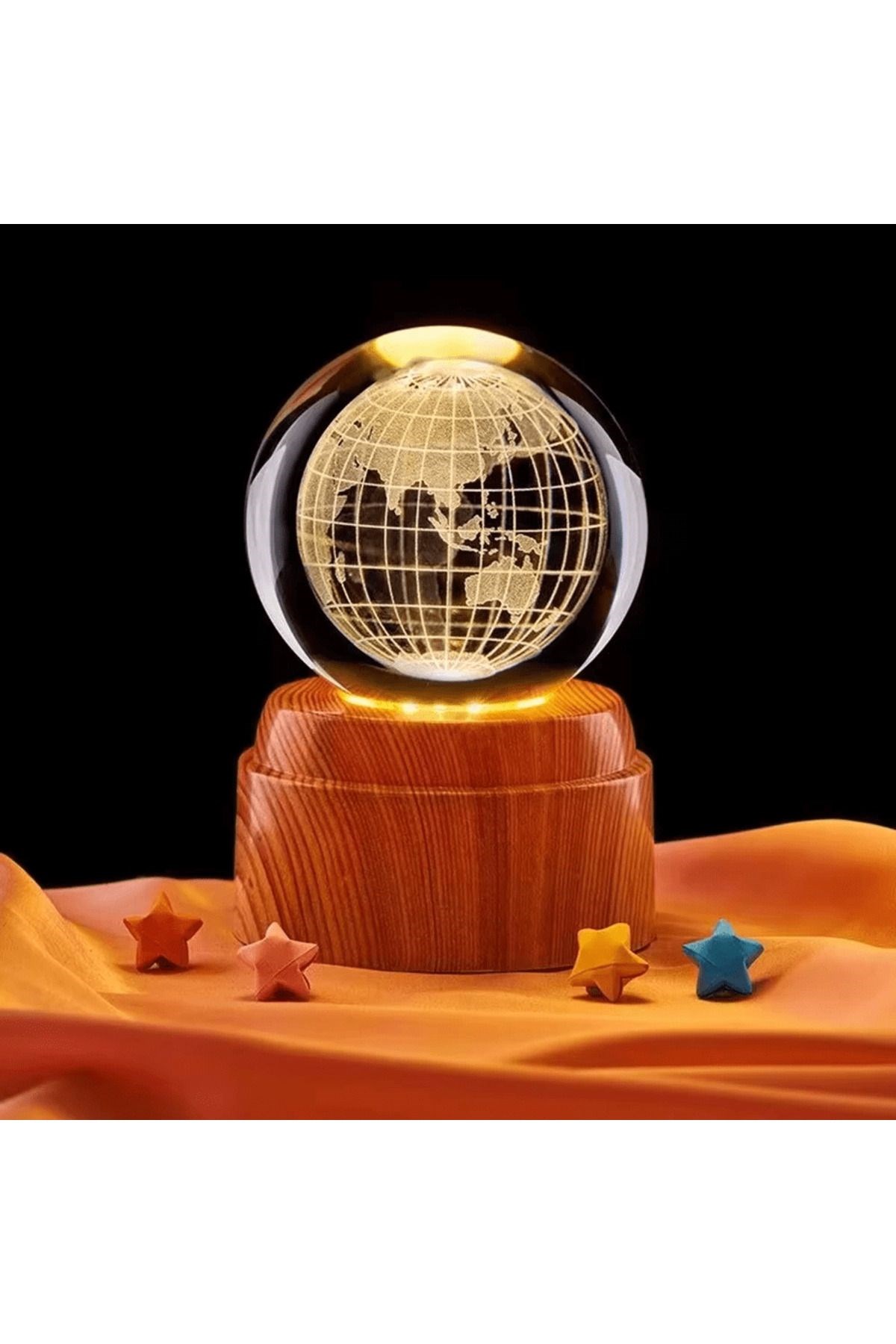Gezegen Dünya Tasarımlı Usb&039li Dönen Cam Küre | Lisinya
