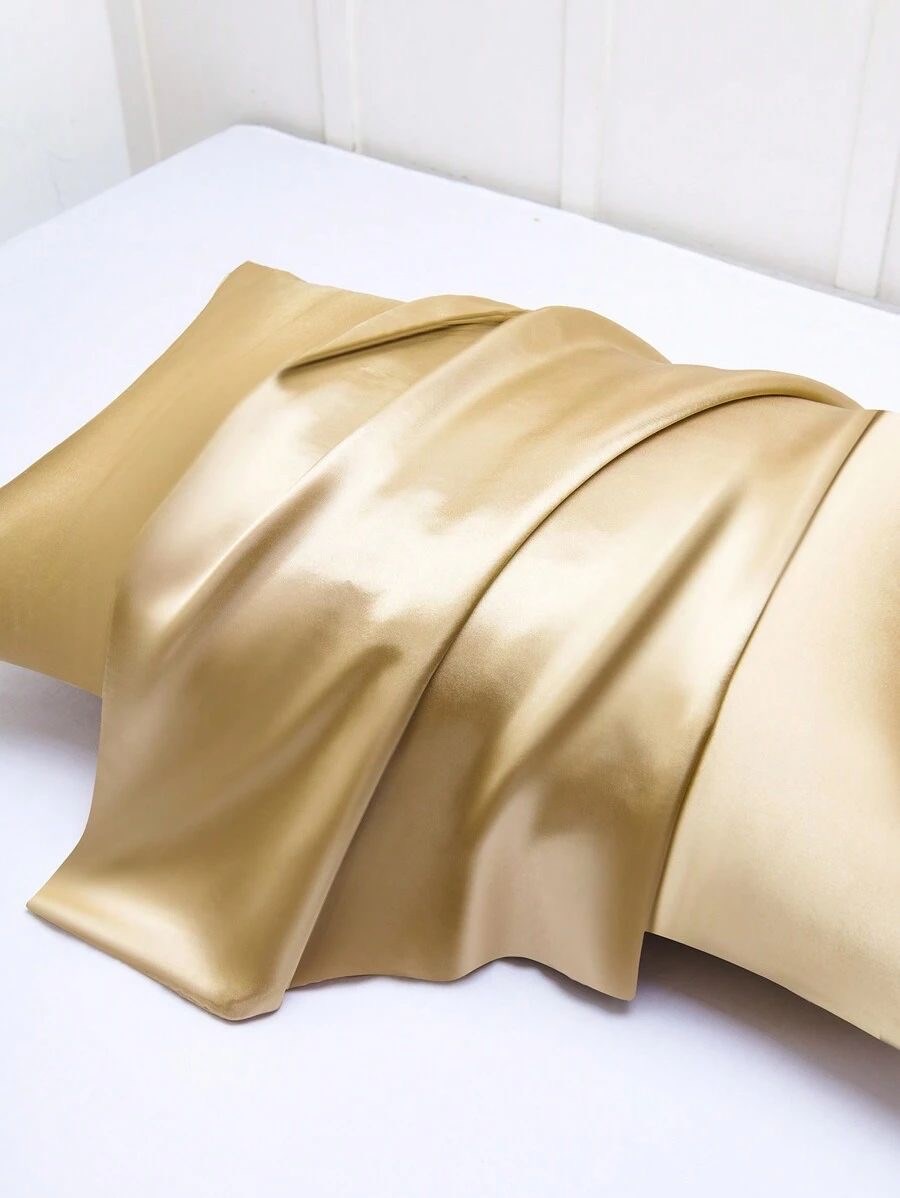 Antibakteriyel Terletmeyen İpek Saten Yastık Kılıfı 2'li 50x70 Altın Sarı