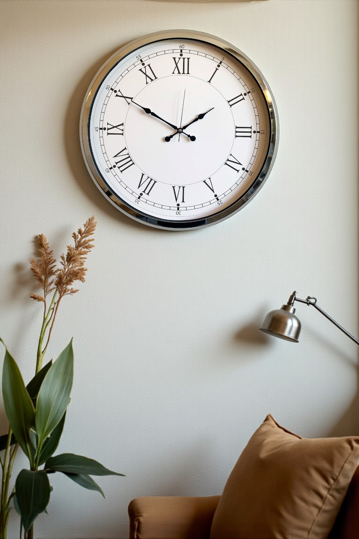 Zentime 52 Cm Krom Zarif Duvar Saati