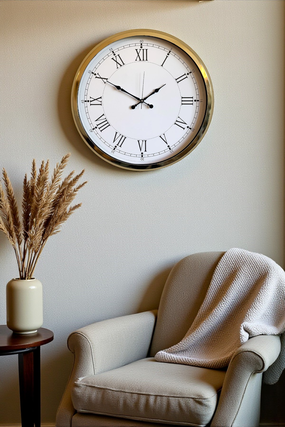 Zentime 52 Cm Gold Lüks Duvar Saati 