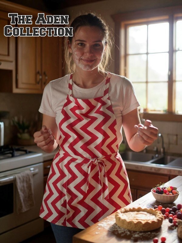 Zikzak Desenli Mutfak Önlüğü Kırmızı Zikzak Desenli Mutfak Önlüğü Kırmızı