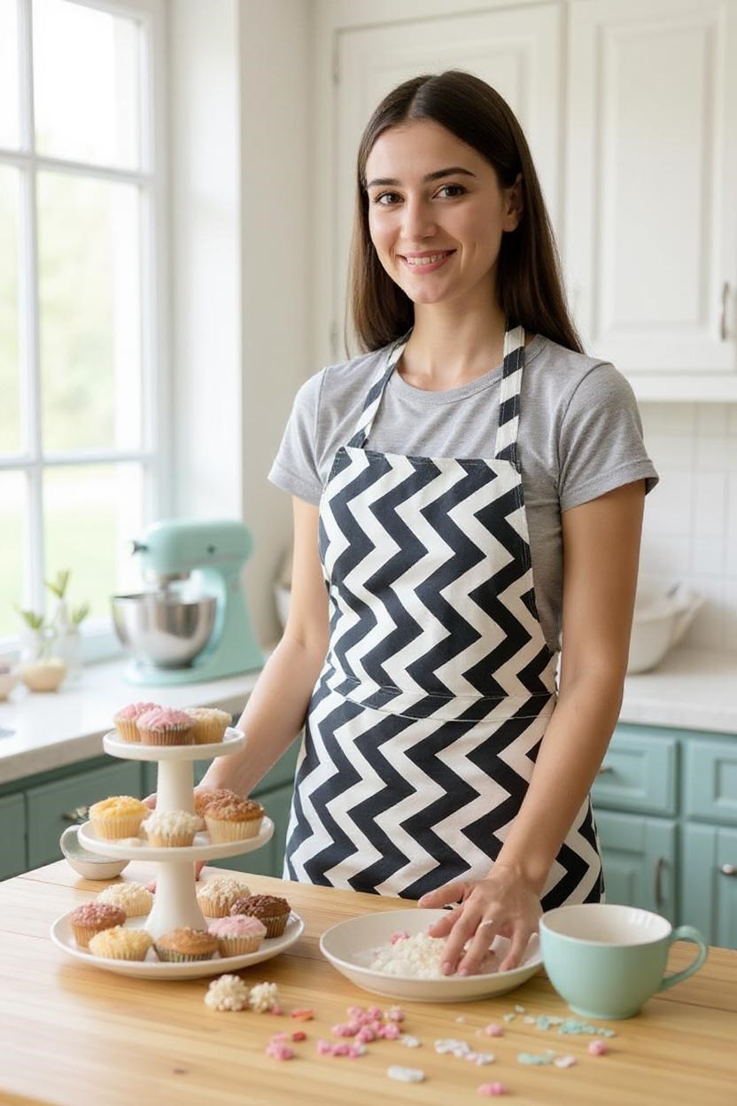 Zikzak Desenli Mutfak Önlüğü Zikzak Desenli Mutfak Önlüğü