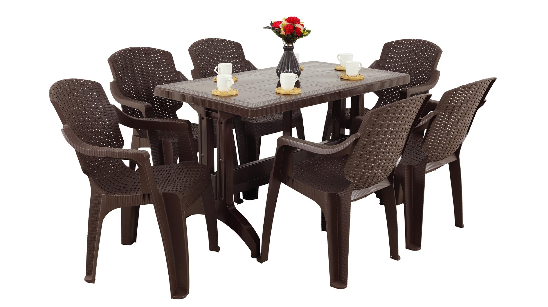 Mandella Zeugma 70x120 Golf Koltuk 6 Kişilik Masa Takımı kahverengi