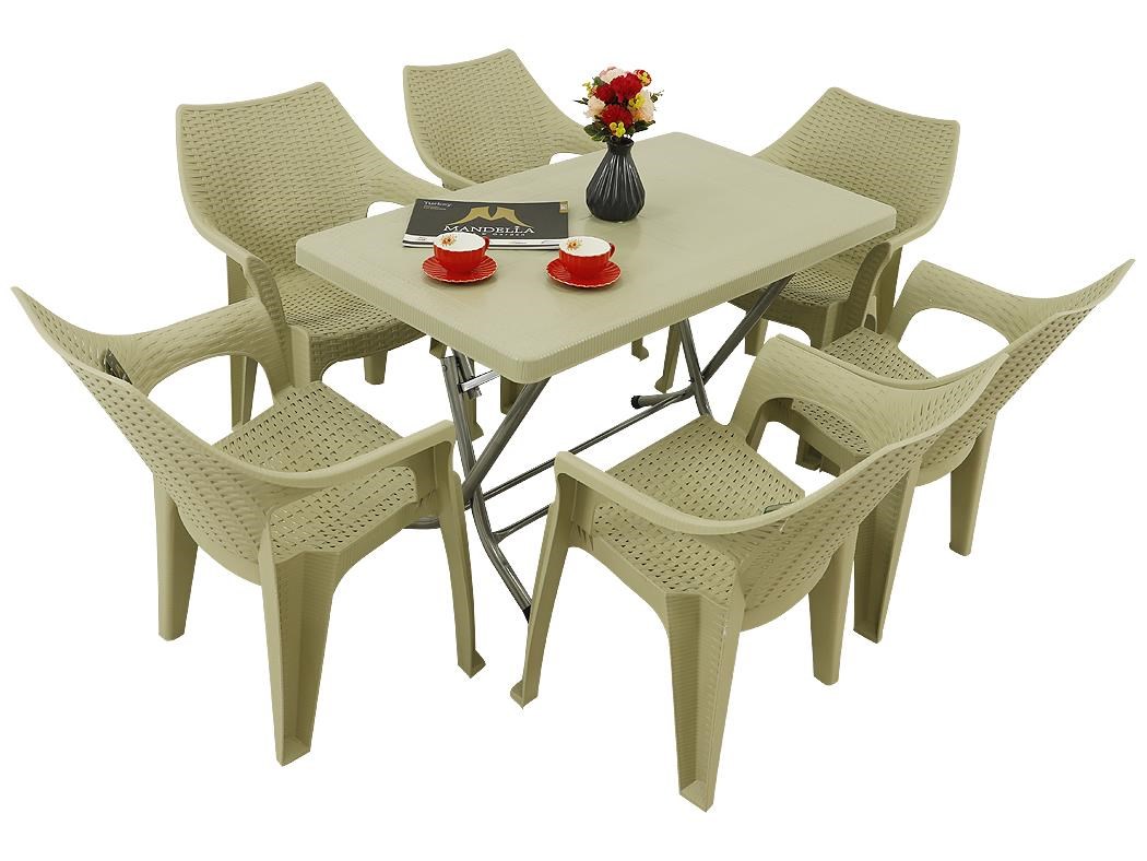 Mandella Zeugma 70x120 Katlanır Ayak 6 Kişilik Polo Koltuk Masa Takımı Çölbeji