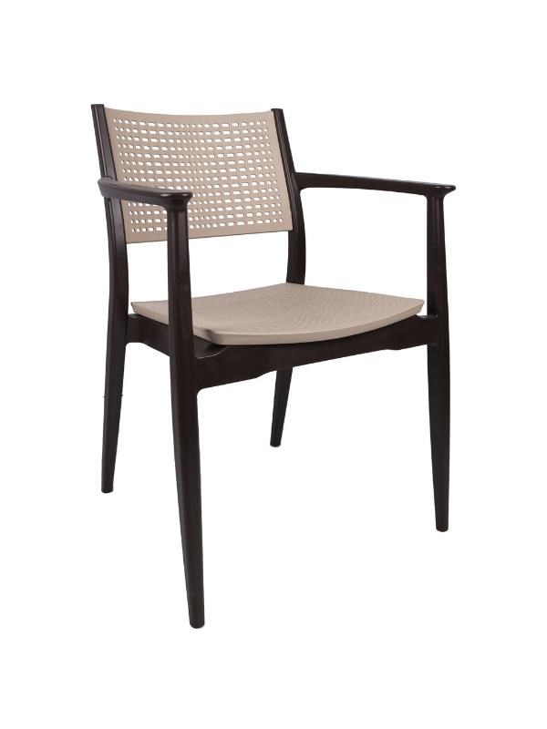 Mandella Irmak Çift Renk Koltuk (4 Adet) Gövde Kahverengi - Oturma/Sırt Çölbeji