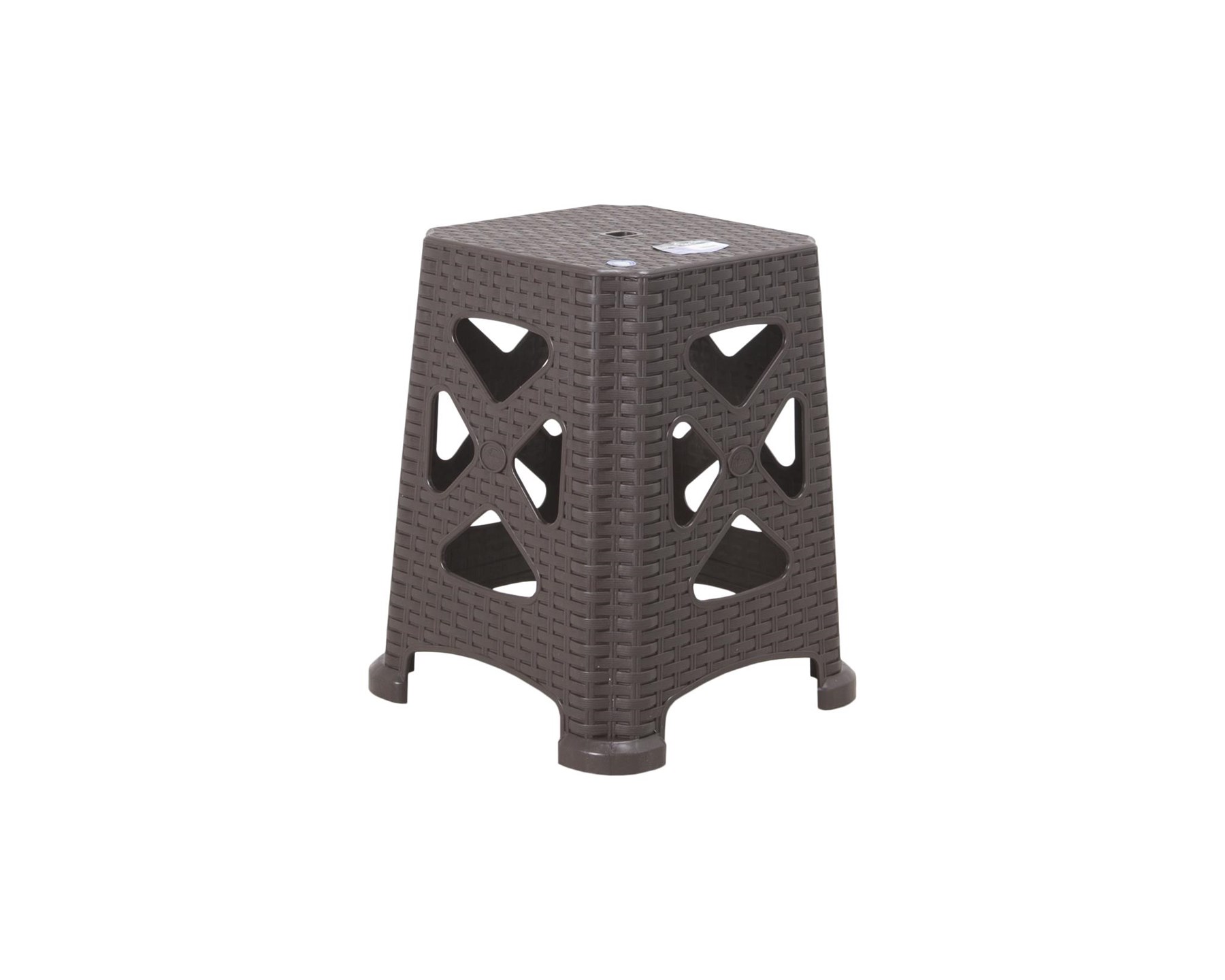 Mandella Sağlam Plastik Elit Rattan Büyük Tabure (6 Adet) Kahverengi