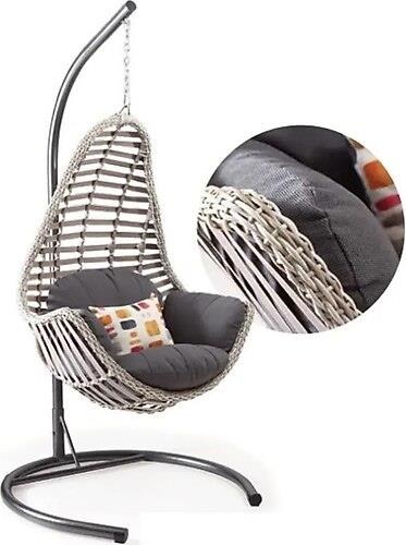 Lucas Exlusive Kule Rattan Hamak Salıncak (Minder Hediyeli) Gri