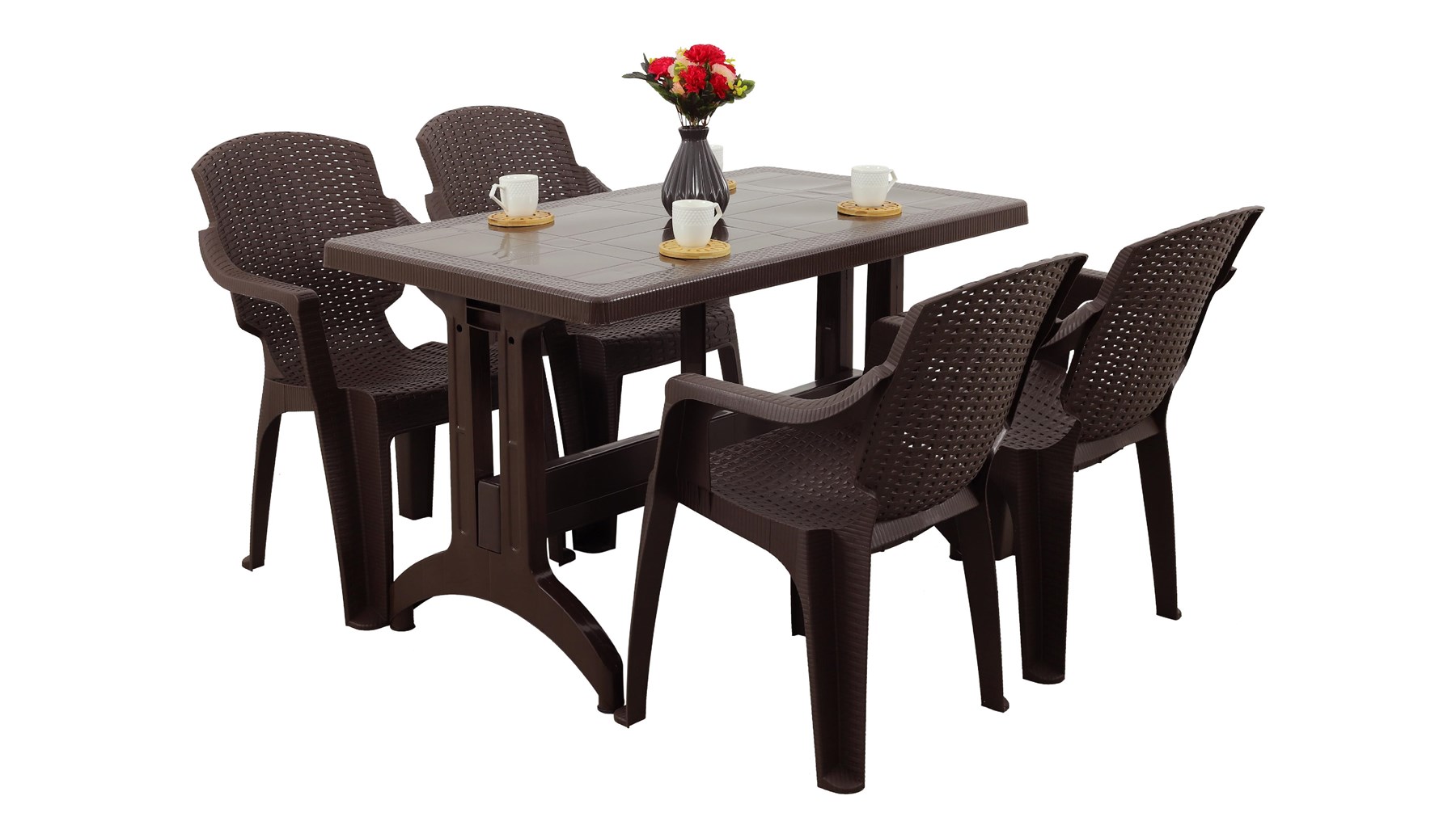 Mandella Zeugma 70x120  Golf Koltuk 4 Kişilik Masa Takımı kahverengi