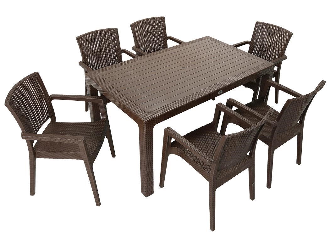 Mandella Elit Rattan 90x150 Zeus Koltuk Masa Takımı KAHVERENGİ