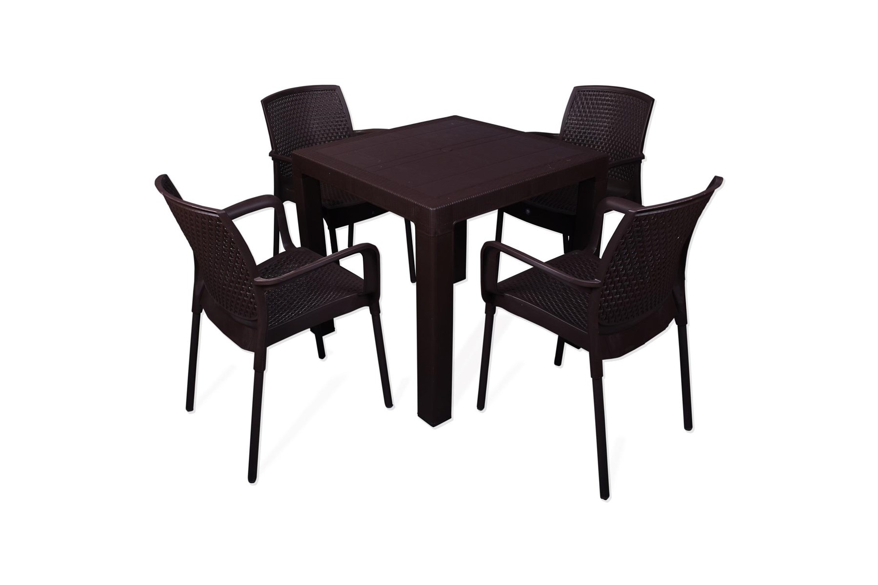 Mandella Elit Rattan 80x80 Defne Koltuk Masa Takımı Kahve