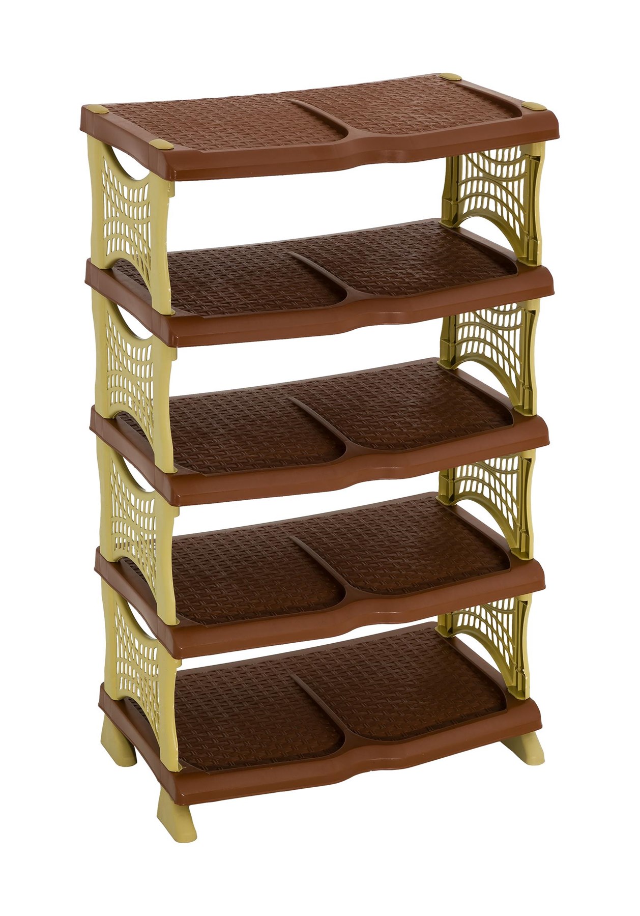 Sağlam Plastik Rattan Ayakkabılık Kahverengi