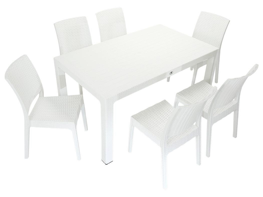 Mandella Elit Rattan 90x150 Elit Sandalye Masa Takımı BEYAZ