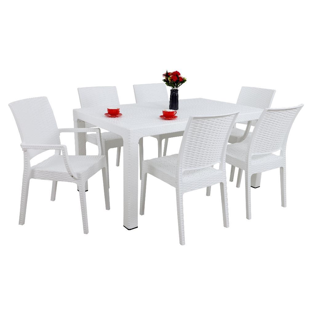 Mandella Elit 90x150 Rattan 2 Elit Koltuk 4 Elit Sandalye Masa Takımı Beyaz