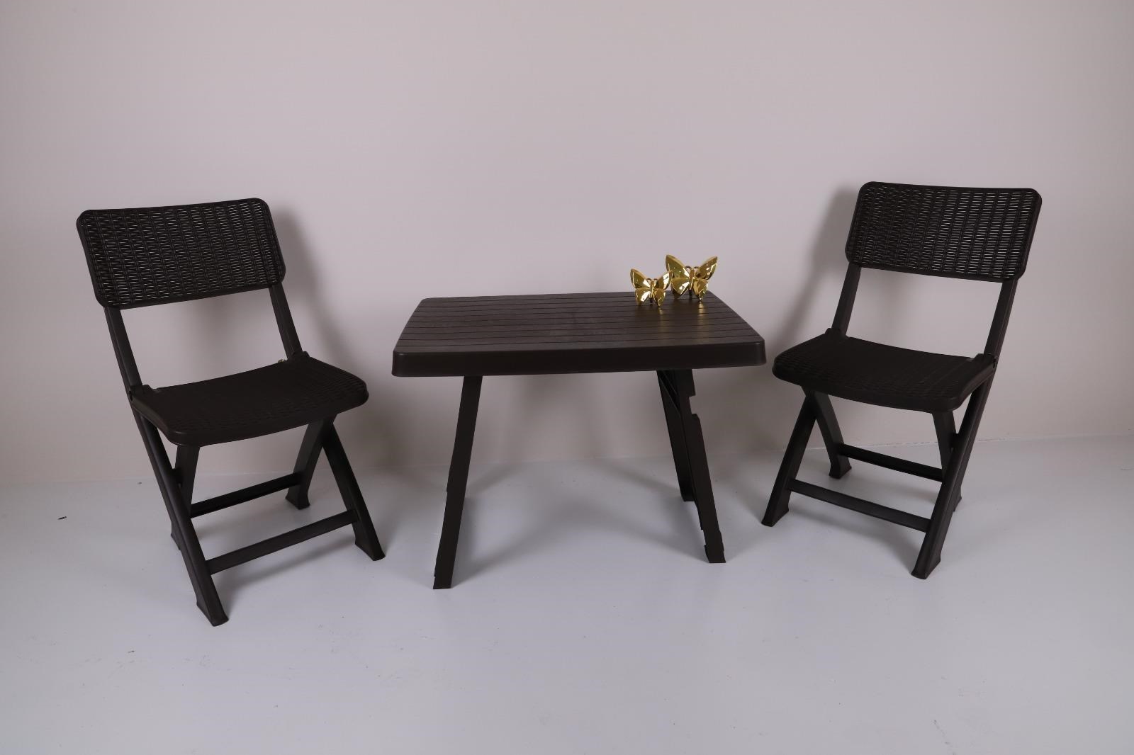 Mandella Sky Katlanır Sehpa Sandalye Set Piknik Kamp Seti Kahverengi