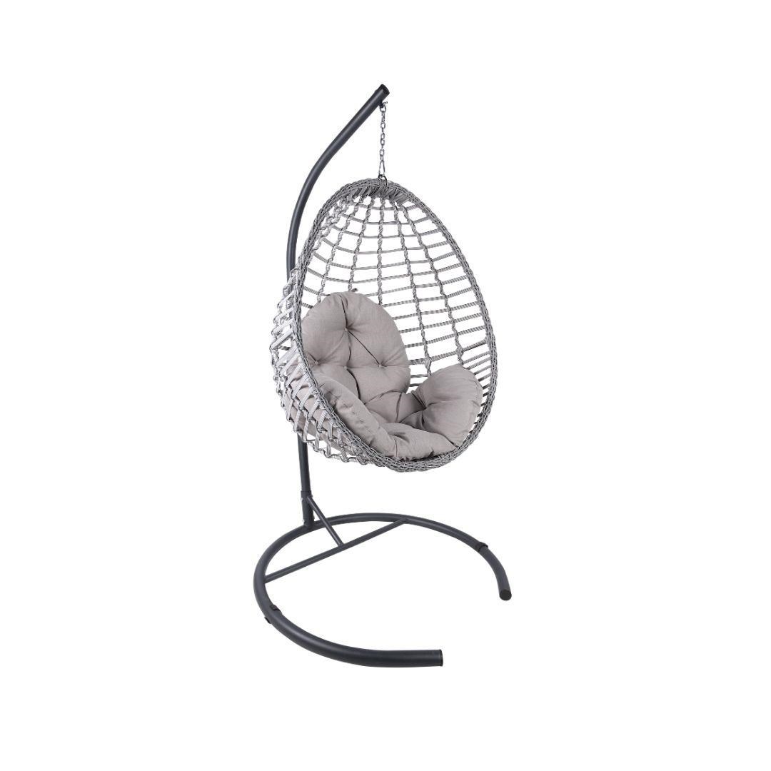 Mandella Royal Tek Kişilik Rattan Hamak Salıncak (Minder Hediyeli) Antrasit