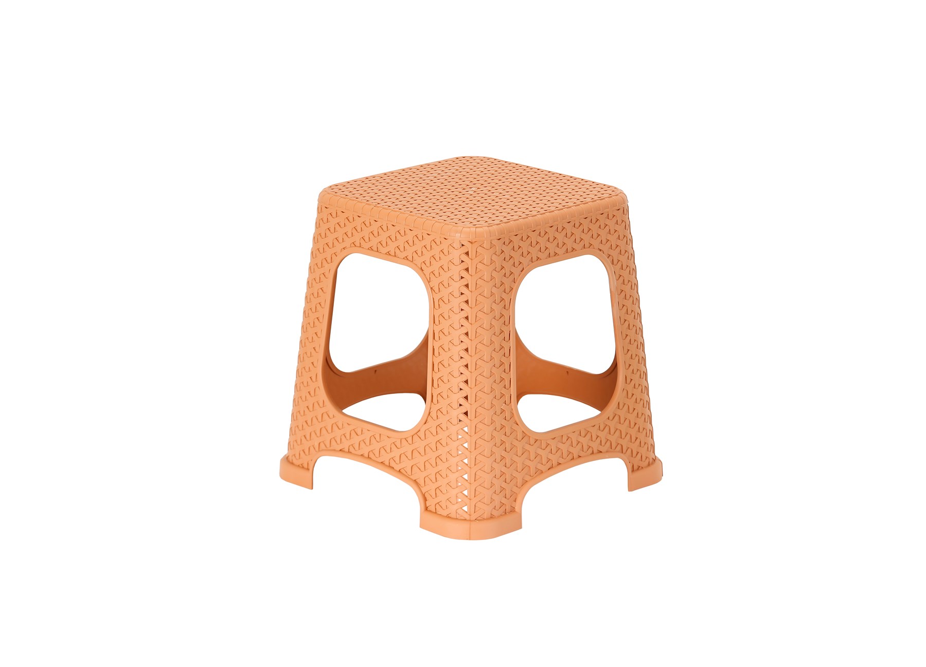 Mandella Sağlam Plastik Star Rattan Küçük Tabure Tik